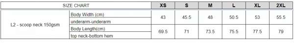 Womens Short Sleeve Sizing Chart